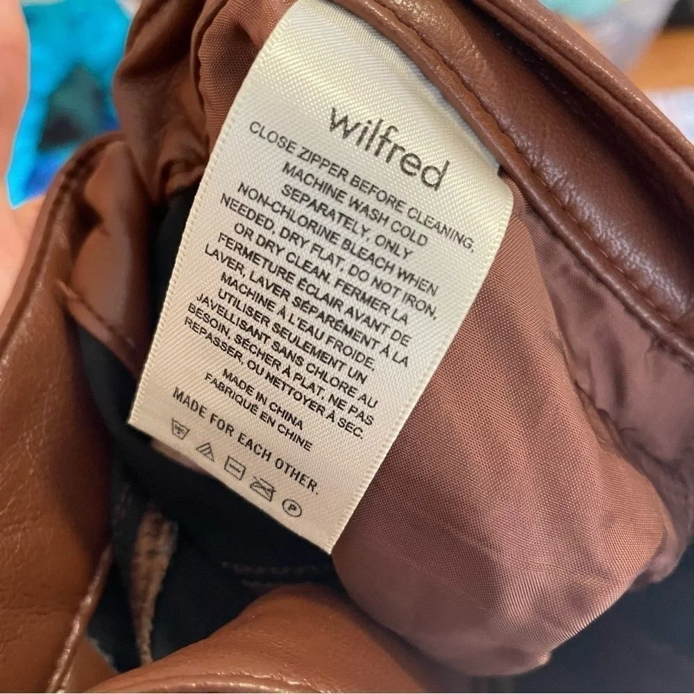 Wilfred Brown Vegan Faux Leather Pants Womens 12 Straight Leg High‎ Waist